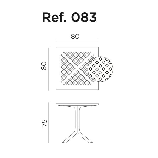 Nardi ClipX 80 dining table dimensions