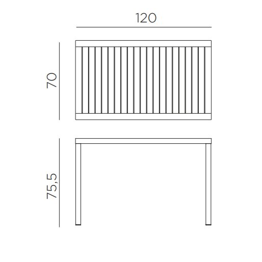 Nardi Cube 120 outdoor dining table dimensions
