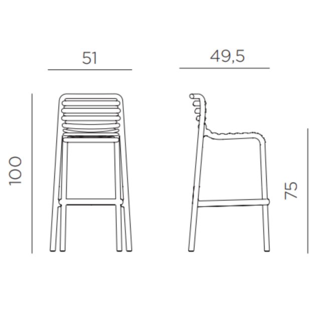 Nardi Doga outdoor high barstool dimensions