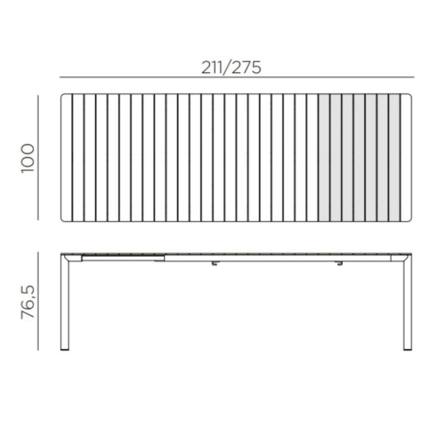 Nardi Tevere outdoor extending dining table dimensions