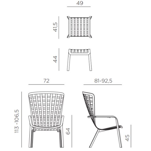 Nardi Folio armchair set dimensions