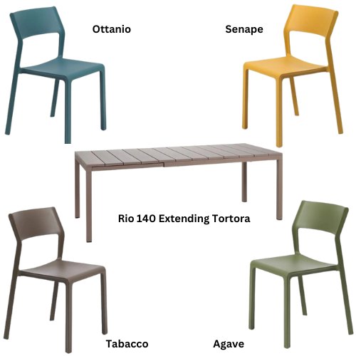 Nardi Outdoor Nardi Rio 140 extending dining set with 6 x trill bistrot chairs