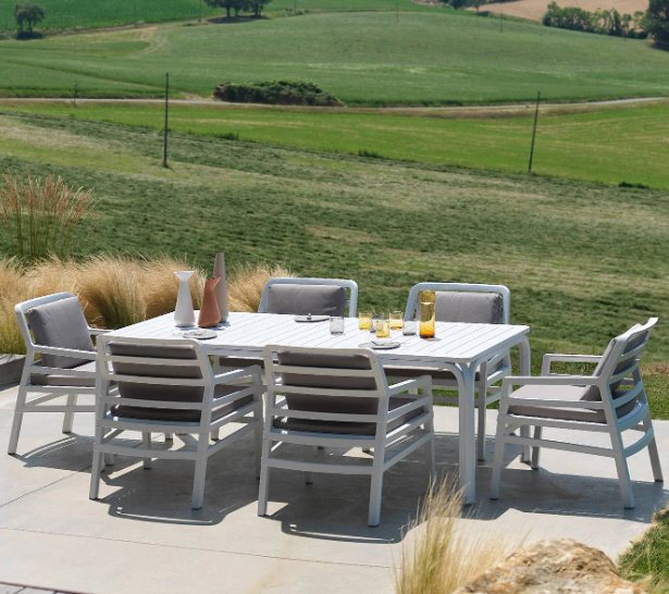 Nardi Alloro outdoor extending dining table 140 Tortora-Verniciato bianco
