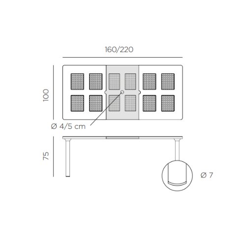 Nardi Libeccio outdoor extending dining table dimension