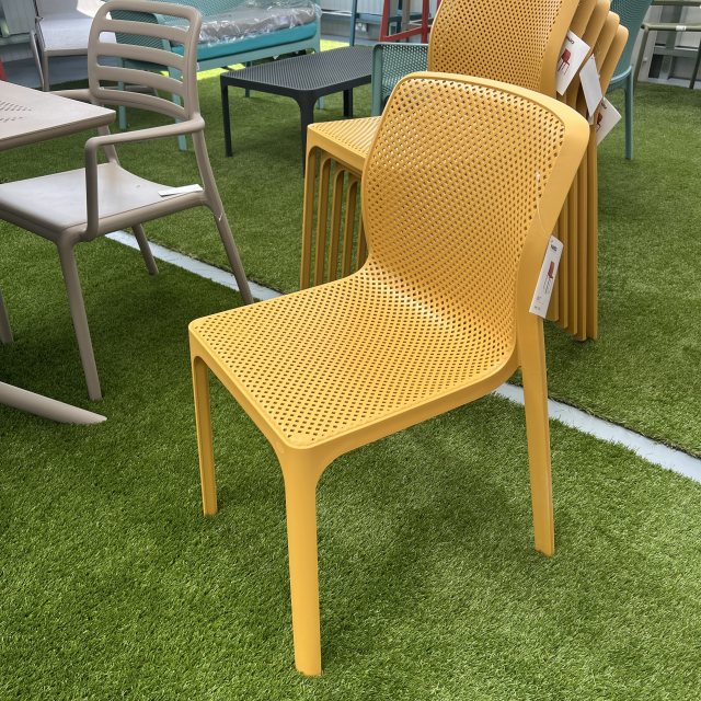 yellow outdoor dining chairs