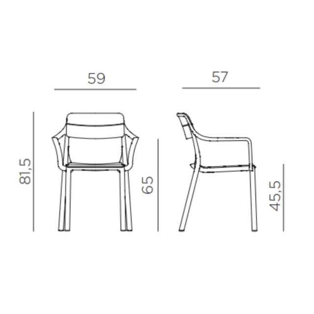 Nardi Cassia dining armchairs dimensions