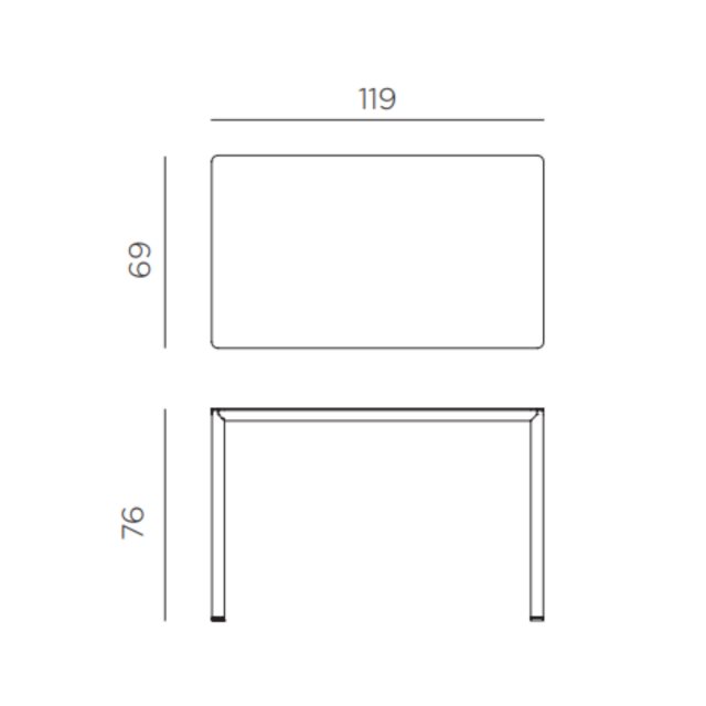 Nardi Piave 120x70 dining table dimensions