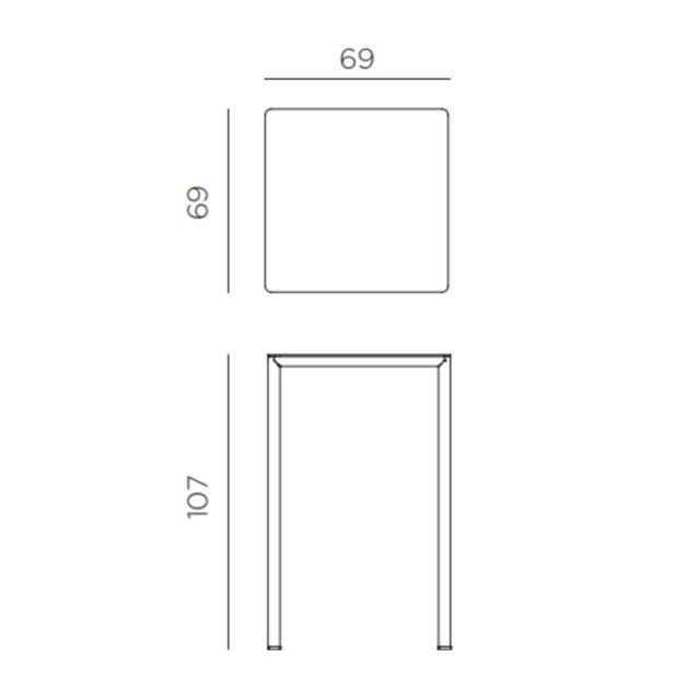 Nardi Piave 70 high dining table dimensions