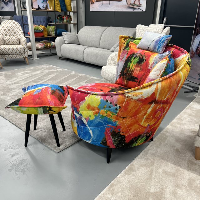 Fama Fama Volta left armchair & footstool - ex.display in graffiti 25