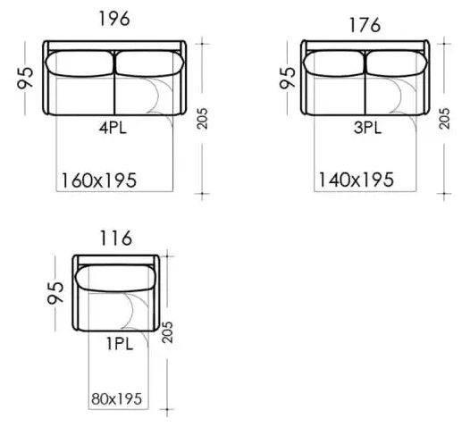 Fama Bopy sofa bed dimensions