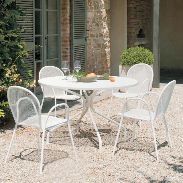 Emu Ronda 116i4 armchairs in matt white