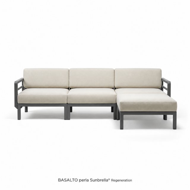 Maximo 4 with footstool - Basalto perla sunbrella