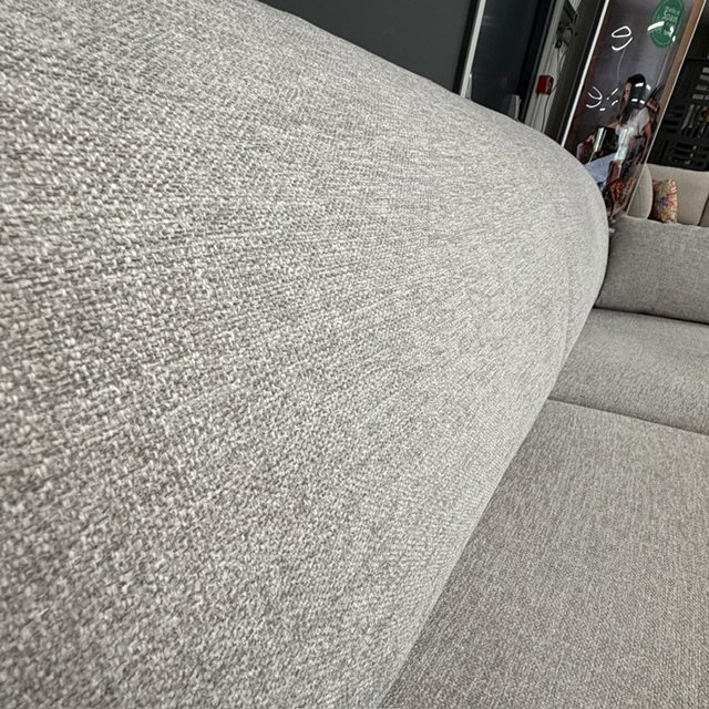 Fama Babylon power reclining sofa upholstered in Salvia 51 fabric