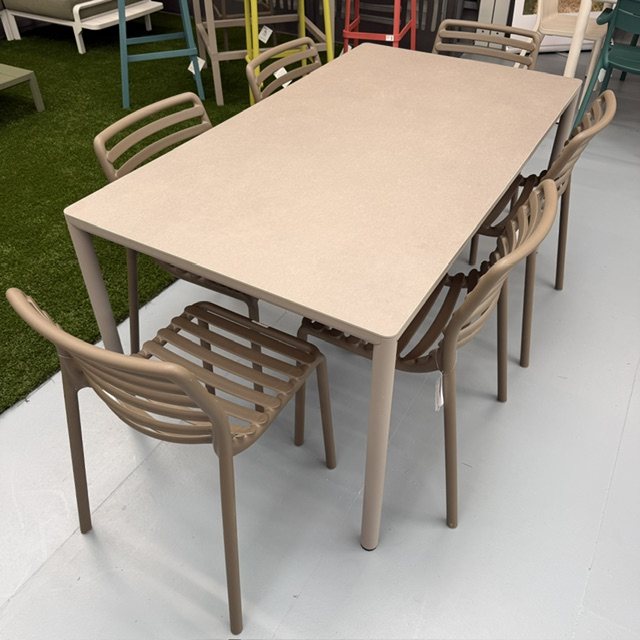 Nardi Doga Bistrot dining chair sitting around 160x90cm table