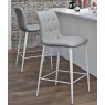 Bontempi grey leather Kuga fixed low barstool