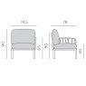 Nardi Komodo single arm outdoor seat module dimensions