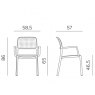 Nardi Bora outdoor dining chairs with arms dimensions