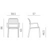 Nardi Costa outdoor dining armchairs dimensions