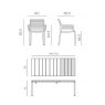 Nardi Rio 140 extending dining set with Doga dining armchairs dimension