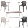 Nardi Rio 140 extending dining set with Tiberena dining armchairs - tortora
