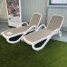 stock Nardi Alfa outdoor sun lounger in white & tortora seat